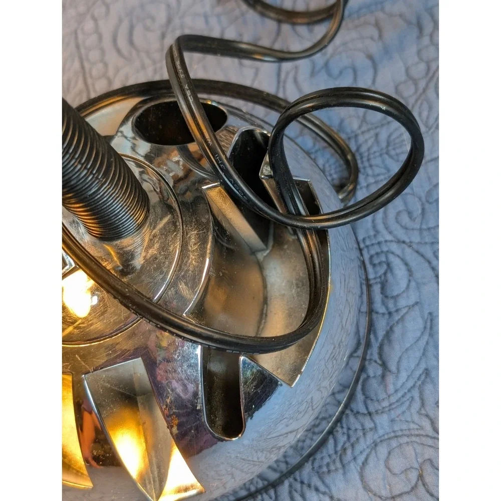 Vintage Bauhaus Style Chrome Dome Desk Lamp | Mid Century Space Age Task Light
